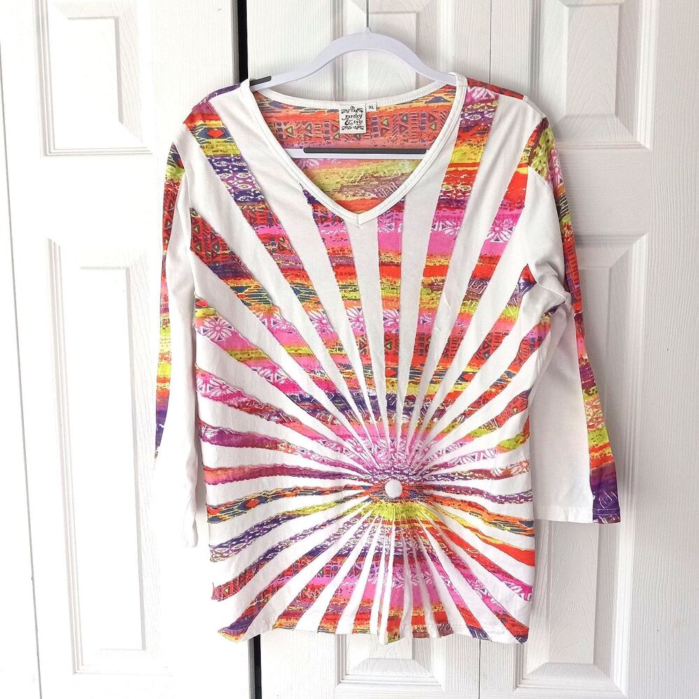 Parsley and Sage XL Knit Top Artsy Colorful